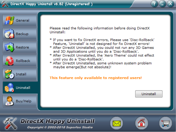 directx happy uninstall serial number