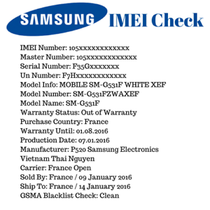 Samsung imei check pta
